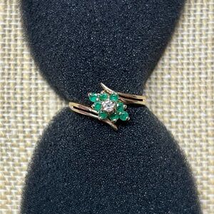 Gold Emerald & Diamond Ring